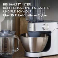 Kenwood Prospero+ KHC29A.R0SI Macchina da cucina, 4,3 L Edelstahlschüssel, Inkl. 10-Teiligem Zubehör-Set Mit Fleischwolf, Glas-Mixer, Zitruspresse, Entsafter Und Mehr, Inkl. Prezzo Easyweigh, 1000 W, Silber Mother and Child Naty Shop