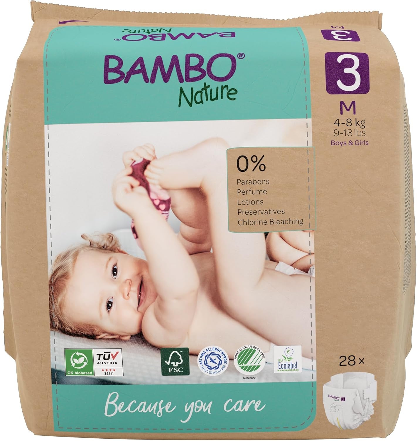 Pannolini per bambini Bambo Nature, taglia 1 (2-4 kg), confezione mensile da 132 pezzi | Pannolini Premium con protezione dalle perdite migliorata | Massimo comfort e libertà per i neonati | Pannolini dermatologicamente testati