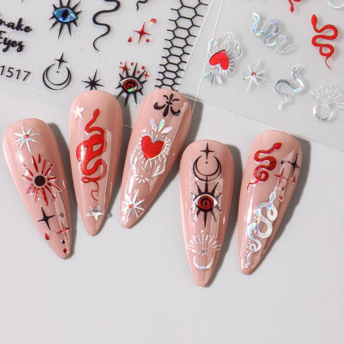 JMEOWIO Nagelsticker Mond Stern 10 Blatt Nail Art Sticker Selbstklebend Nagelaufkleber Dekoration Nageldesign Zubehör