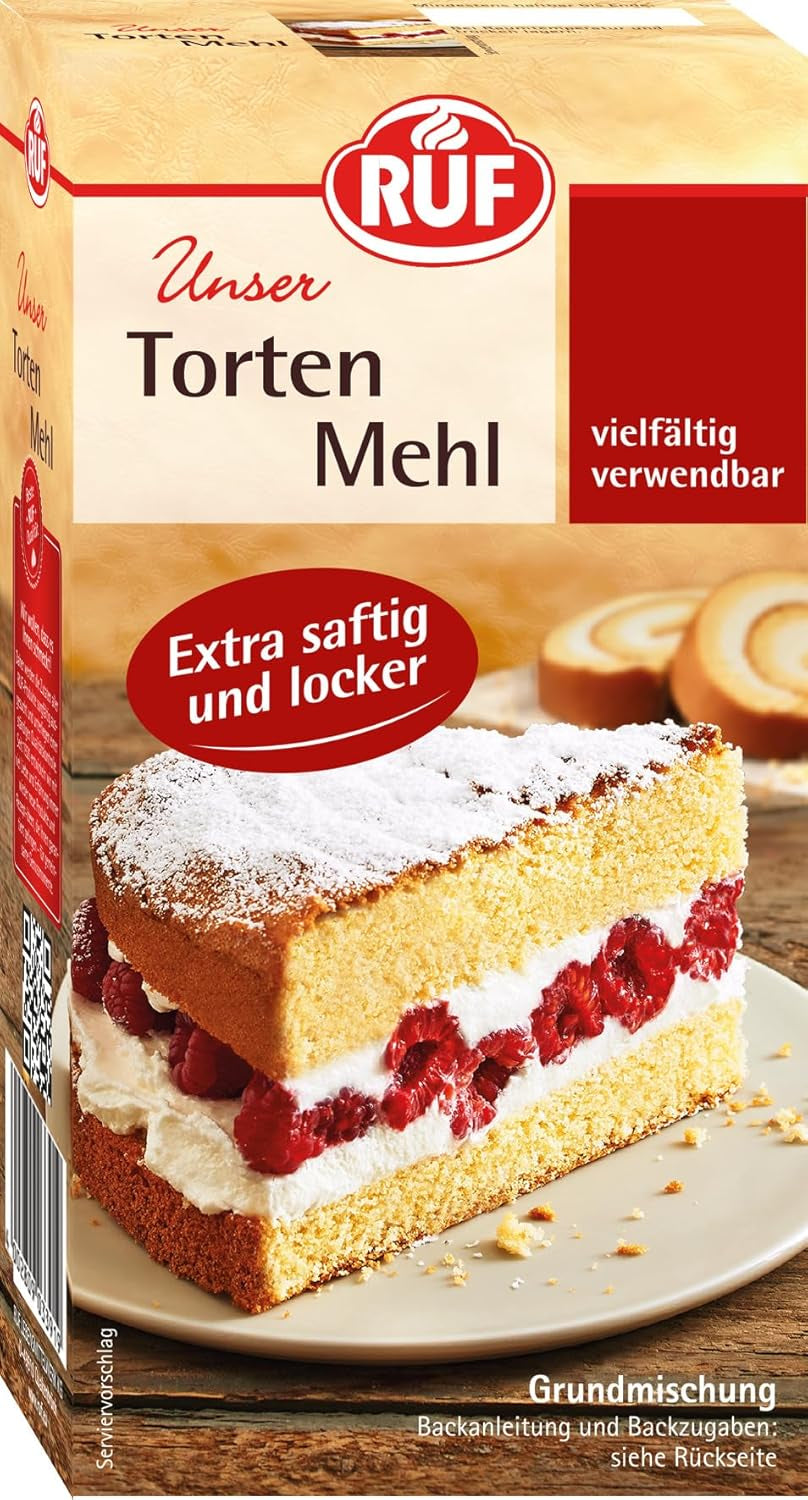 RUF Biskuit Teig, Backmischung Für Einen Saftigen Biskuitteig, Gelingsicher Und Schnell Zuberitet, Zur Herstellung Von Biskuitrollen, Biskuitkuchen Oder Tortenboden, 1 X 250G Naty Shop 400 G (1Er Pack) Tortenmehl