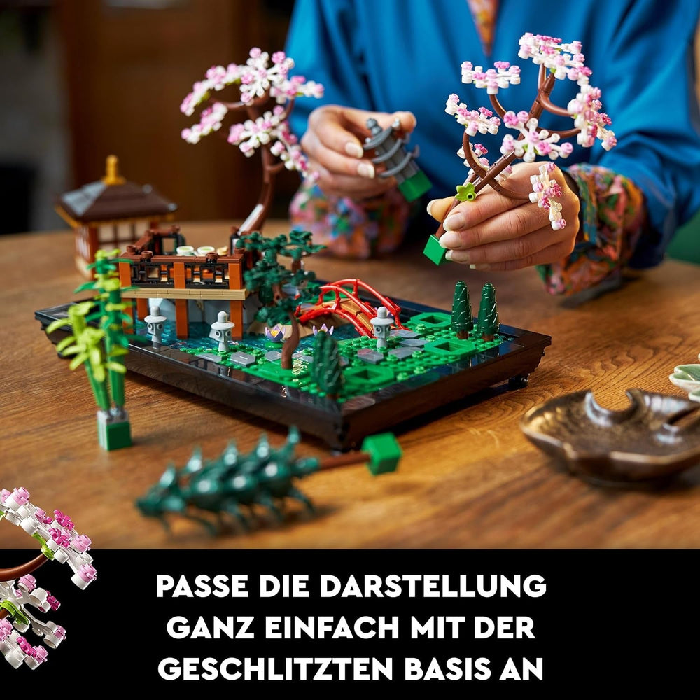 LEGO Icons Garten der Stille - Modell zum Bauen und Ausstellen - Japanische Oase mit Pavillon, Brücke, Koi-Karpfen, Lotusblumen, Bäumen - DIY Deko - Geschenk für Frauen und Männer - 10315