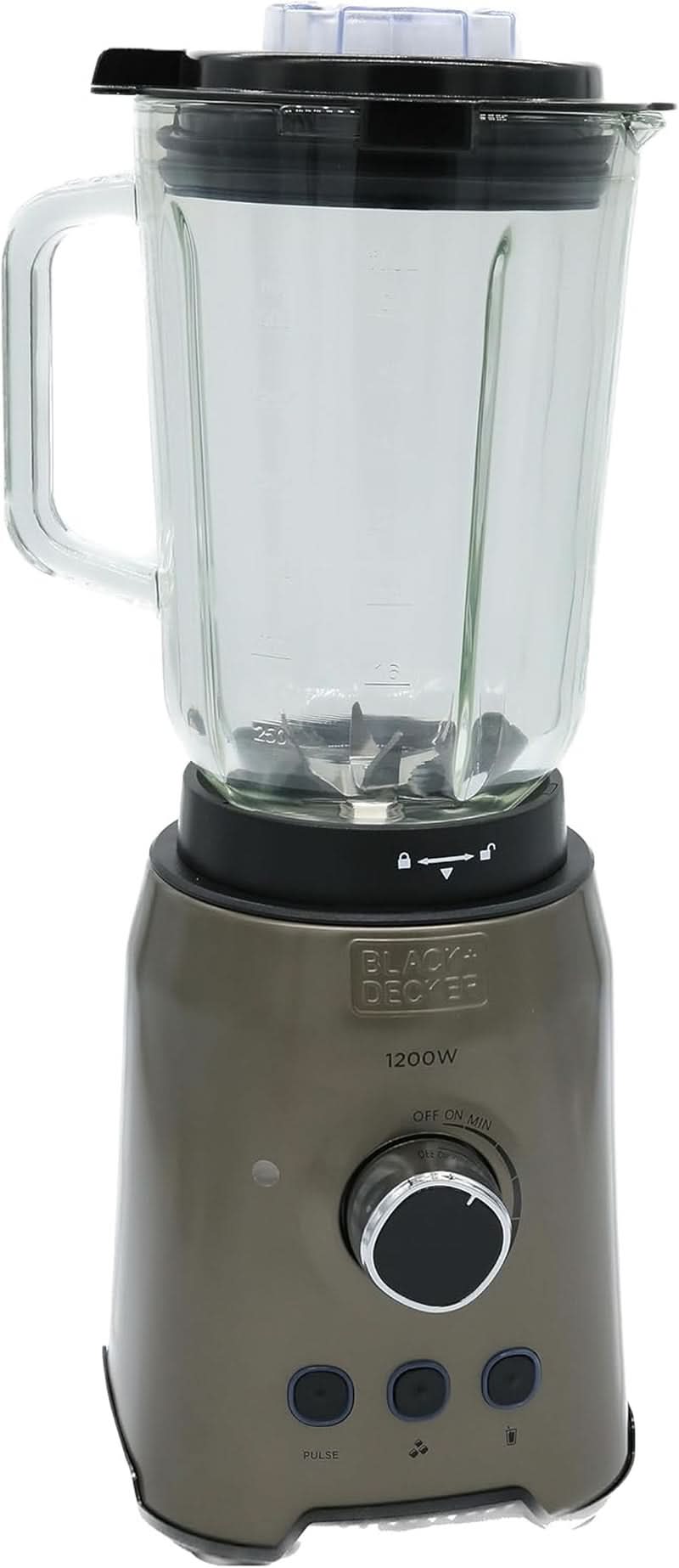 BLACK+DECKER Impastatrice | 500 W | 2 velocità | Funzione impulso | Tappeto in vetro | 1,5 l | Edelstahlmesser Mit 4 Klingen | Herausnehmbar Und Leicht Zu Reinigen | Weiß Und Grau Cucina Naty Shop 1200W Edelstahl