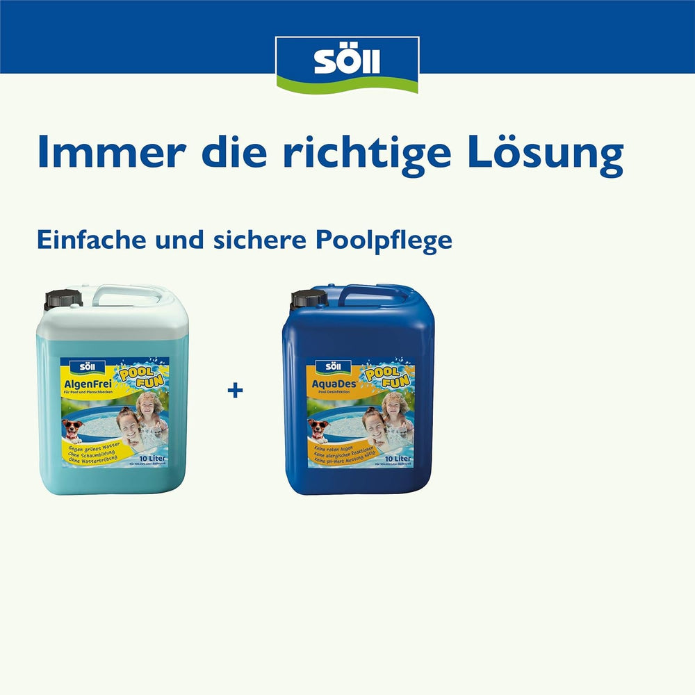 Söll 83690 PoolFun AlgaeFree 1 l - Soluție de curățare a piscinei împotriva algelor, îngrijirea apei pentru piscine, piscine pentru copii, piscine și jacuzzi-uri