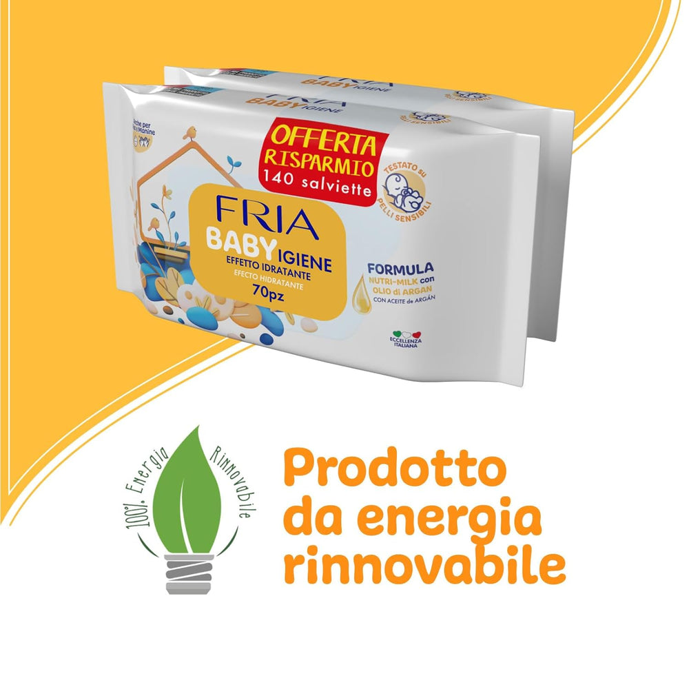 Salviette umidificate, confezione da 2 (144 salviette)