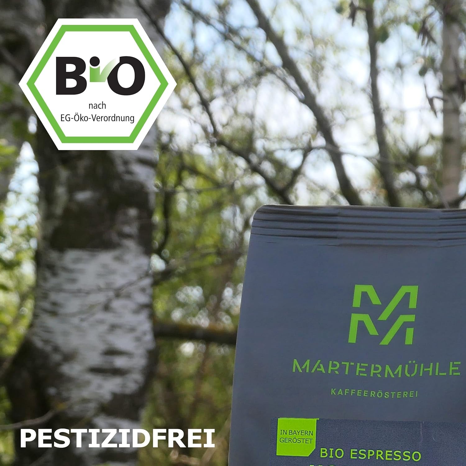 Martermühle Mexiko Bio Espressobohnen entkoffeiniert 1kg mittelkräftig I Arabica I Aromen: Nougat, Zartbitterschokolade I Ganze Bio Espresso-Bohnen schonend geröstet, säurearm