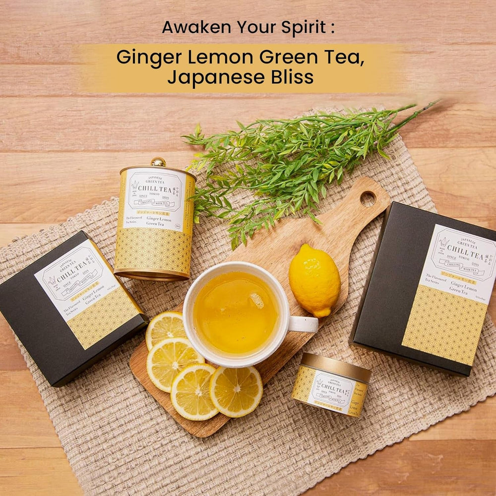 Ceai verde cu ghimbir și lămâie de  - 100% ceai verde japonez - aromă de citrice (30 g)