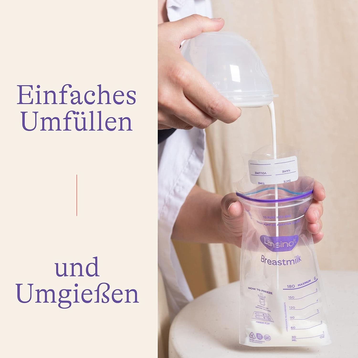 Lansinoh Muttermilchbeutel - 25 Stück - Zum Sicheren Aufbewahren Und Einfrieren Von Muttermilch - Hygienisch & Platzsparend Accessori Alimentazione e Allattamento Bebe Naty Shop