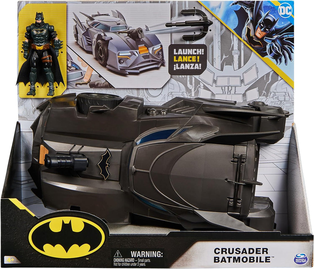 Batmobile fuoristrada Batman DC Comics con catapulta con gancio e cella a griglia sul retro, incluso personaggio Batman da 10 cm per fan dei supereroi dai 4 anni in su Action Figure Naty Shop
