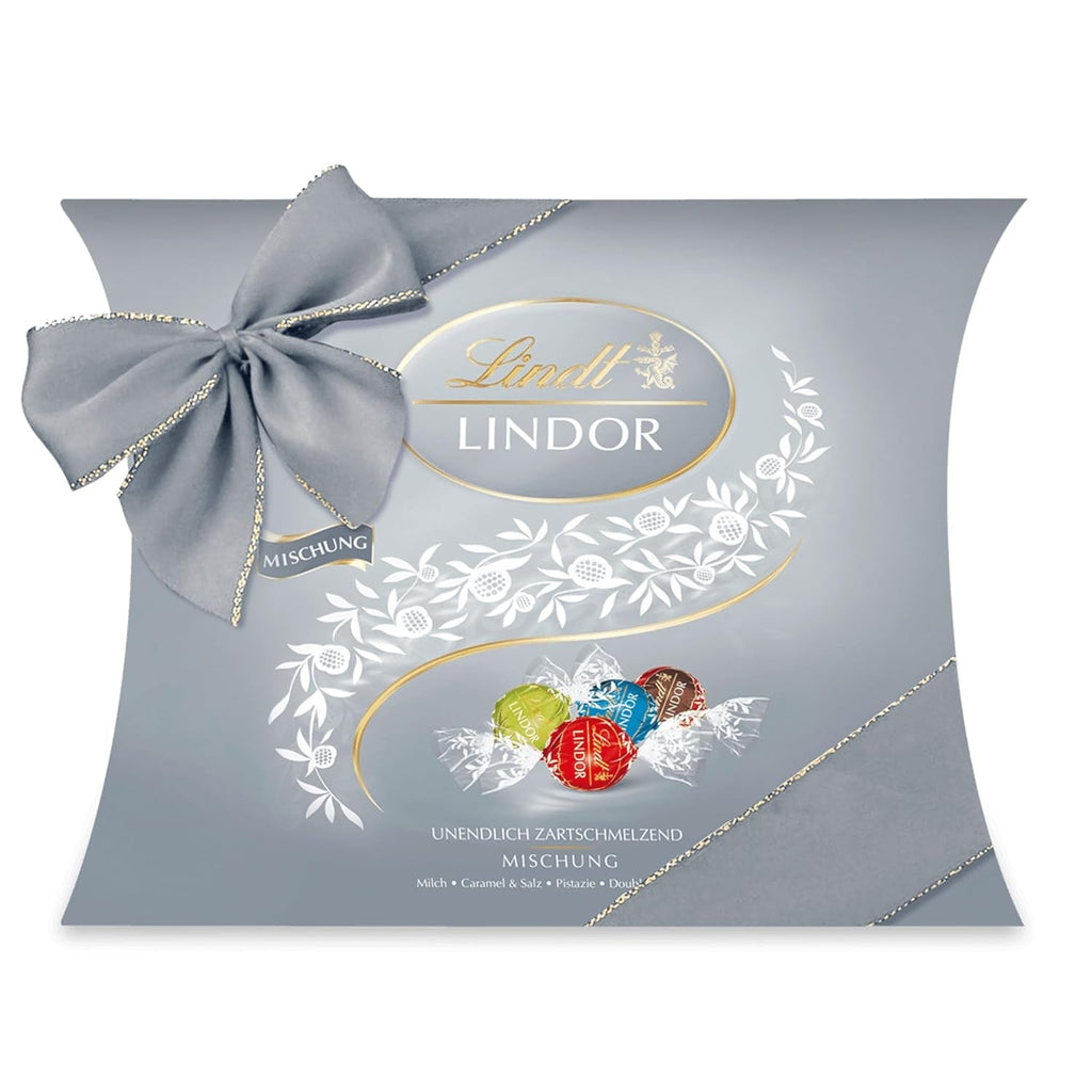 Lindt Chocolate LINDOR Mixture Silver, 26 sfere din ciocolata cu umpluturi diverse, 325 grame Bomboane de Ciocolata Naty Shop Amestec argintiu (325 grame)