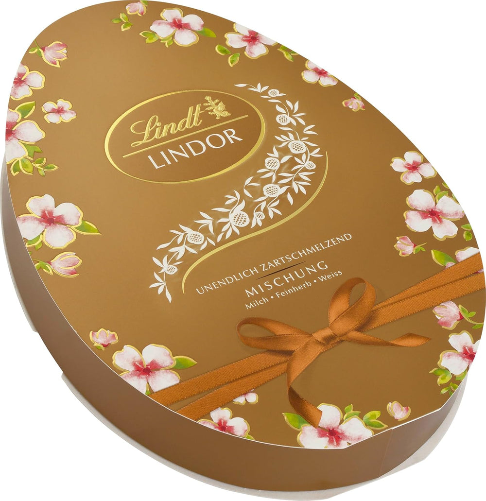 Mix Pasquale Lindt Cioccolato LINDOR | Scatola 144g | Uova LINDOR che si sciolgono in bocca in tre varianti: Cioccolato al latte, Cioccolato fondente, Nocciola | Cioccolato pasquale | Regalo di cioccolato | 1 confezione