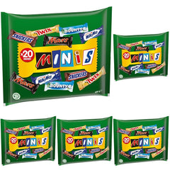 Mini misti, Snickers, Bounty, Twix, Milky Way, confezione sfusa al cioccolato, confezione unica (1 x 400 g) (confezione da 5)
