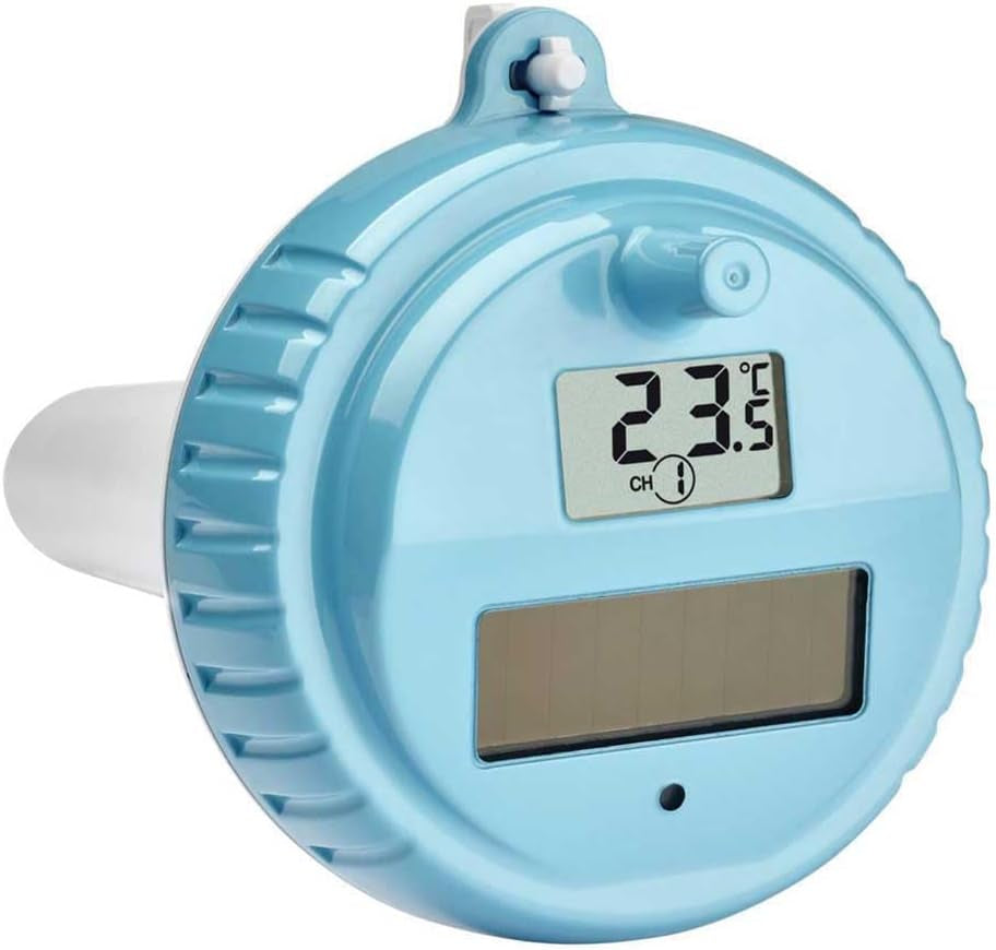 Termometro per piscina TFA Dostmann Venice, 30.3056.10, per il monitoraggio della temperatura dell'acqua in piscine, laghetti o vasche idromassaggio, termometro digitale per piscina senza fili, grigio, L 116 x P 24 (65) x A 126 mm