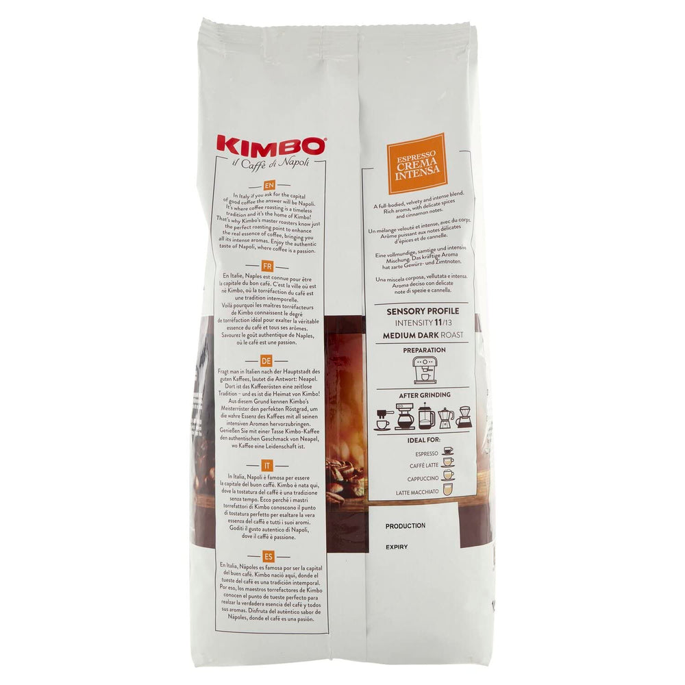 3x Boabe de Cafea Espresso Crema Intensa, Prăjire Medie Întunecată, Boabe Întregi de Cafea, Pungă de 1 kg, Cafea din Napoli