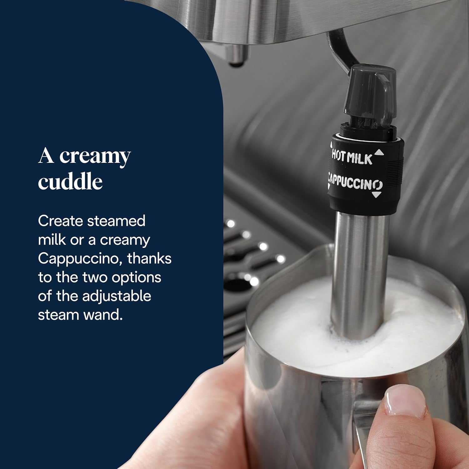 Espressor portafiltru De'Longhi Classic EM450.M cu spumator de lapte profesional, carcasă complet metalică, 15 bari, rezervor de apă de 1,7 l, oțel inoxidabil/metal