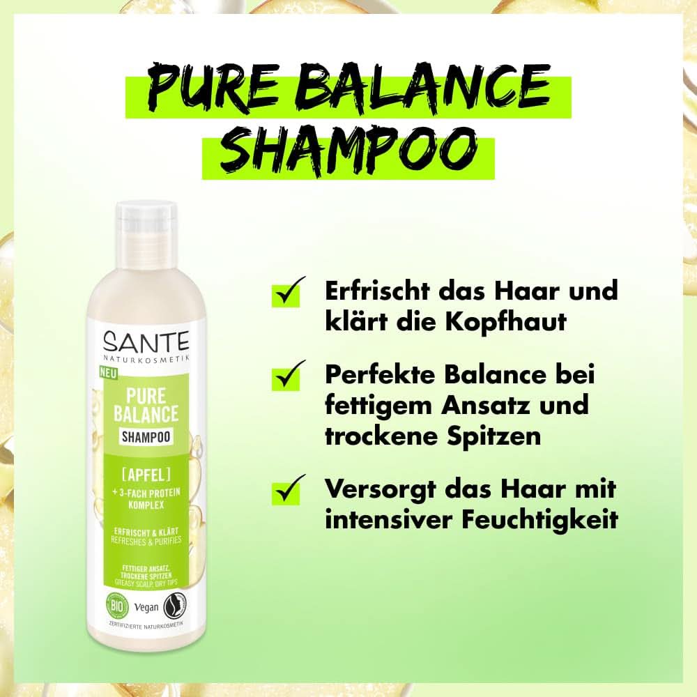 SANTE Naturkosmetik Pure Balance, shampoo, idrata intensamente i capelli secchi, 250 ml Doccia e bagno Naty Shop
