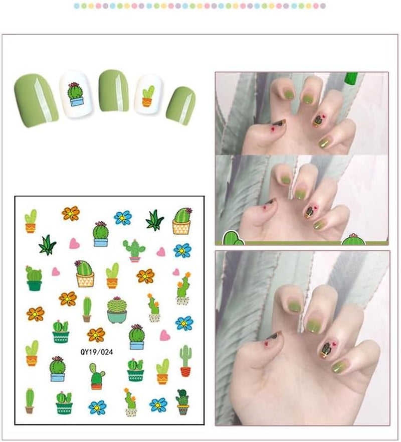 JMEOWIO Süße Nagelsticker Für Kinder 14 Blatt Nail Art Sticker Selbstklebend Nagelaufkleber Regenbogen Blumen Frucht Dekoration Nageldesign Zubehör
