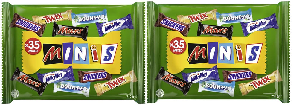 Confezione sfusa di mini cioccolato misto, cioccolato, 35 mini snack al cioccolato (Mars, Snickers, Bounty, Twix, Milky Way) come caramelle, regalo di cioccolato, scatola di caramelle (710 g)