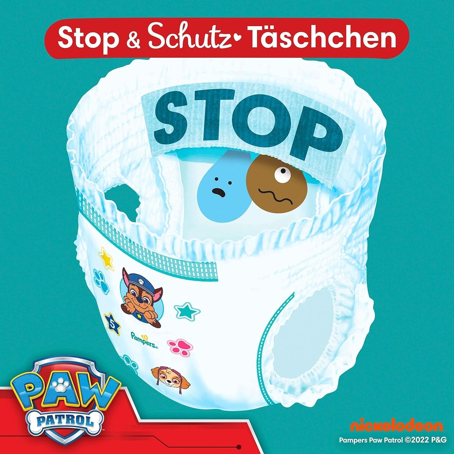 Pannolini Pampers Paw Patrol Pants taglia 5 (12-17Kg) Baby-Dry, Junior con tasca Stop e Protect, BOX MENSILE, 160 pannolini Naty Shop