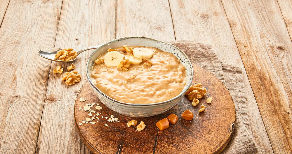 Budino d'avena al caramello, una miscela armoniosa di budino al caramello e avena integrale, senza zucchero, addolcito con sciroppo d'agave, 1 busta x 64 g (confezione da 4)