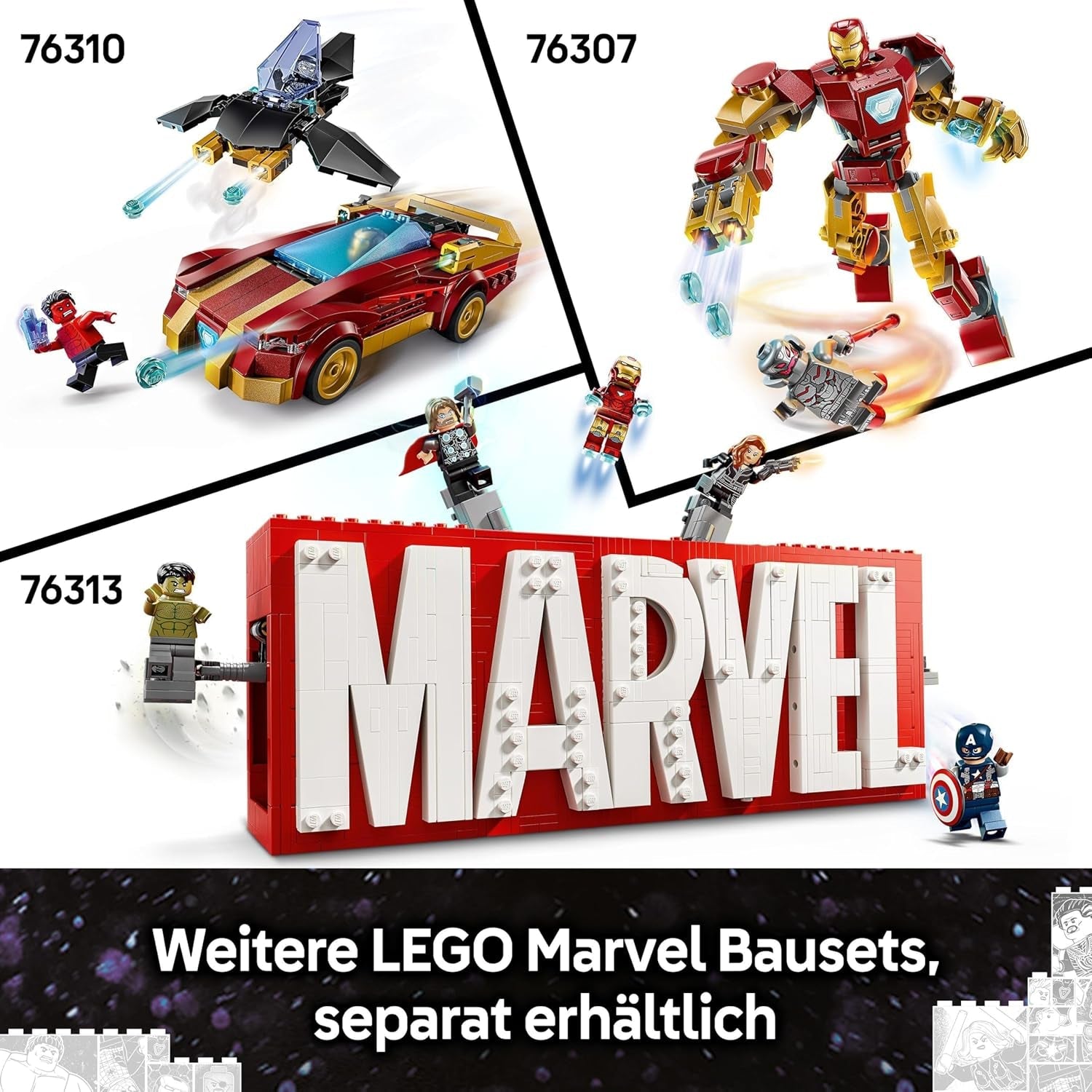 LEGO Marvel Captain America: Civil War Action Duel - Set da gioco di supereroi con 8 minifigure - Set da costruzione e da gioco per aeroplano giocattolo - Regalo per ragazzi e ragazze 76314 Set da costruzione Besuche den LEGO-Store