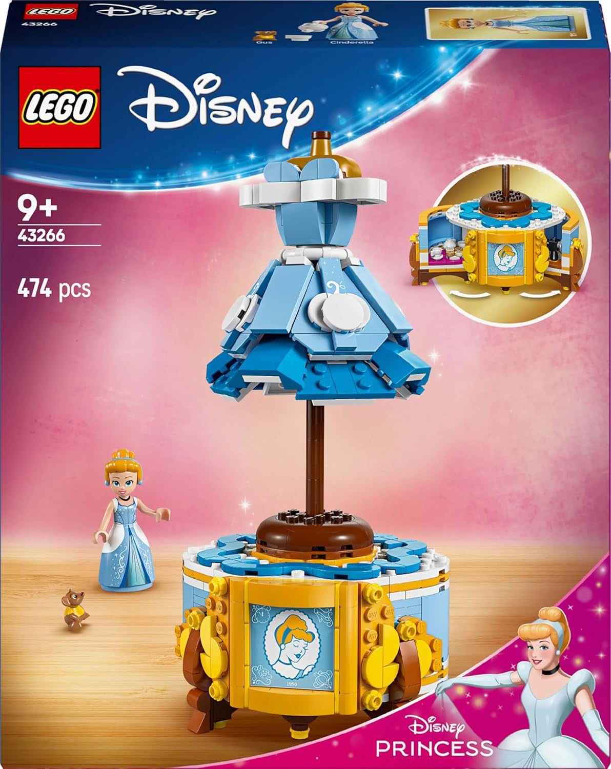 Vestito LEGO® Disney Princess Cenerentola, giocattolo per ragazzi e ragazze dai 9 anni - include una gruccia, una mini bambola di Cenerentola e una figura del topo - Creative Playset 43266 Set da costruzione Beuche den LEGO-Store