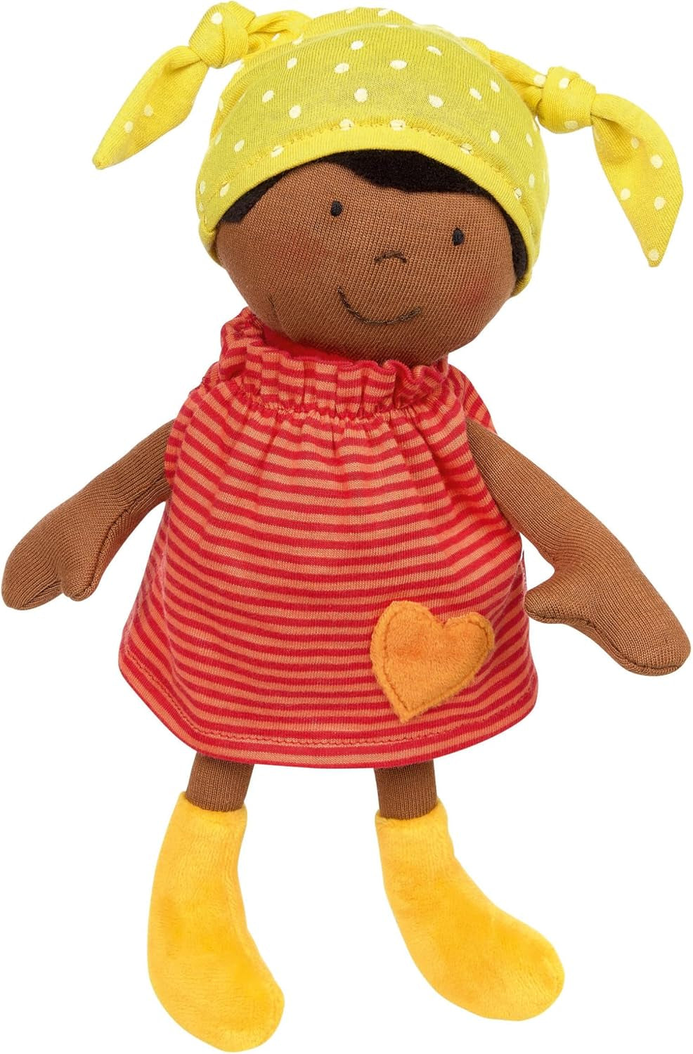 SIGIKID 39651 Puppe Brenda Bilipup, Stoffpuppe mit Kleidchen zum An- und Ausziehen, Kuschelpuppe, Einschlafhilfe, spielen, schmusen, für Babys & Kinder ab 6 Monaten, Blau 24 cm