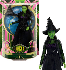 Mattel Wicked Elphaba, bambola alla moda con accessori, pelle verde, capelli intrecciati neri, diverse pose possibili e abito da ballo allungabile, HXT62, [Multicolore] Naty Shop Dolls Titolo predefinito
