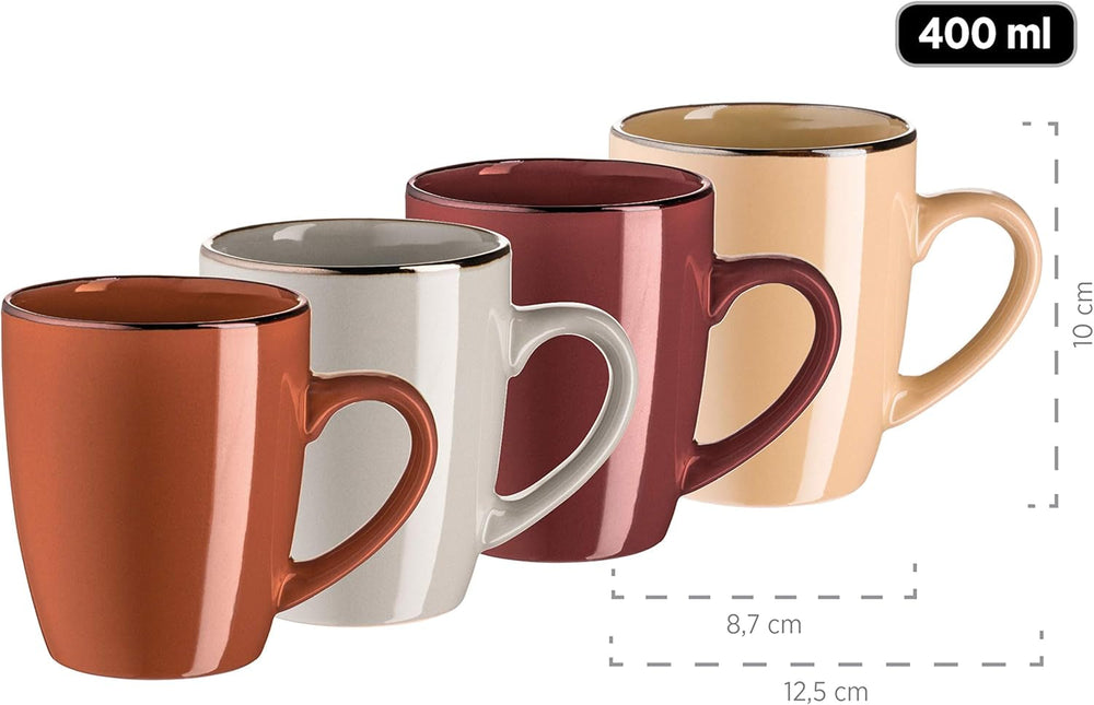 MÄSER 931871 Bordo metallico, Stoviglie moderne per 4 con bordo color ottone, servizio combinato 16 pezzi Set di stoviglie Naty Shop