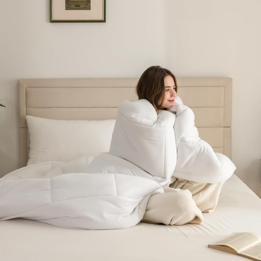 Good Nite Piumino Invernale 200X200 Cm 460 G/m² Caldo Piumino per Biancheria da Letto Invernale Trapunta Imbottita in Poliestere Coperta per Dormire Bianca in Microfibra 200X200 Cm Trapunte e Trapunte Naty Shop