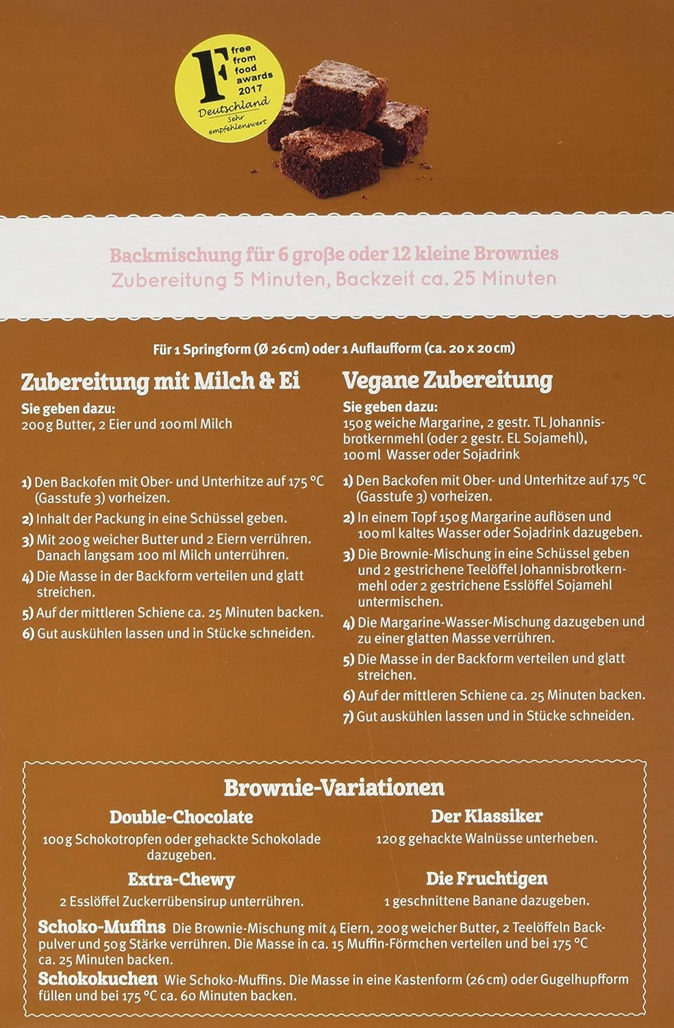 Brownies Senza Glutine, Confezione 3Er (3 X 400 G) - Bio Naty Shop