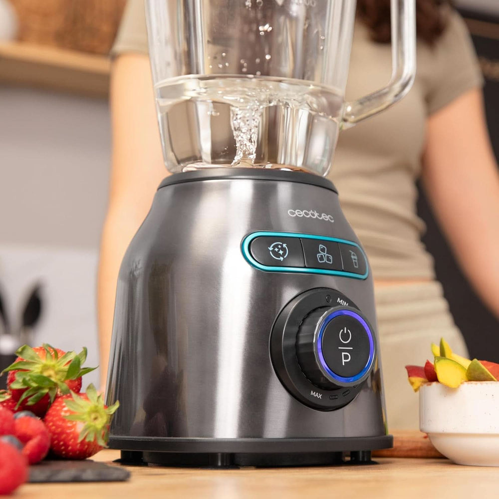 Cecotec Standmixer Power Black Titanium 2200MAX Smooth, 2200 W Maximale Leistung, 6 Klingen Aus Edelstahl, Ice-Crush-Funktion, Turbo- Und Smoothie-Funktion, Autoclean-Funktion Bucatarie Naty Shop