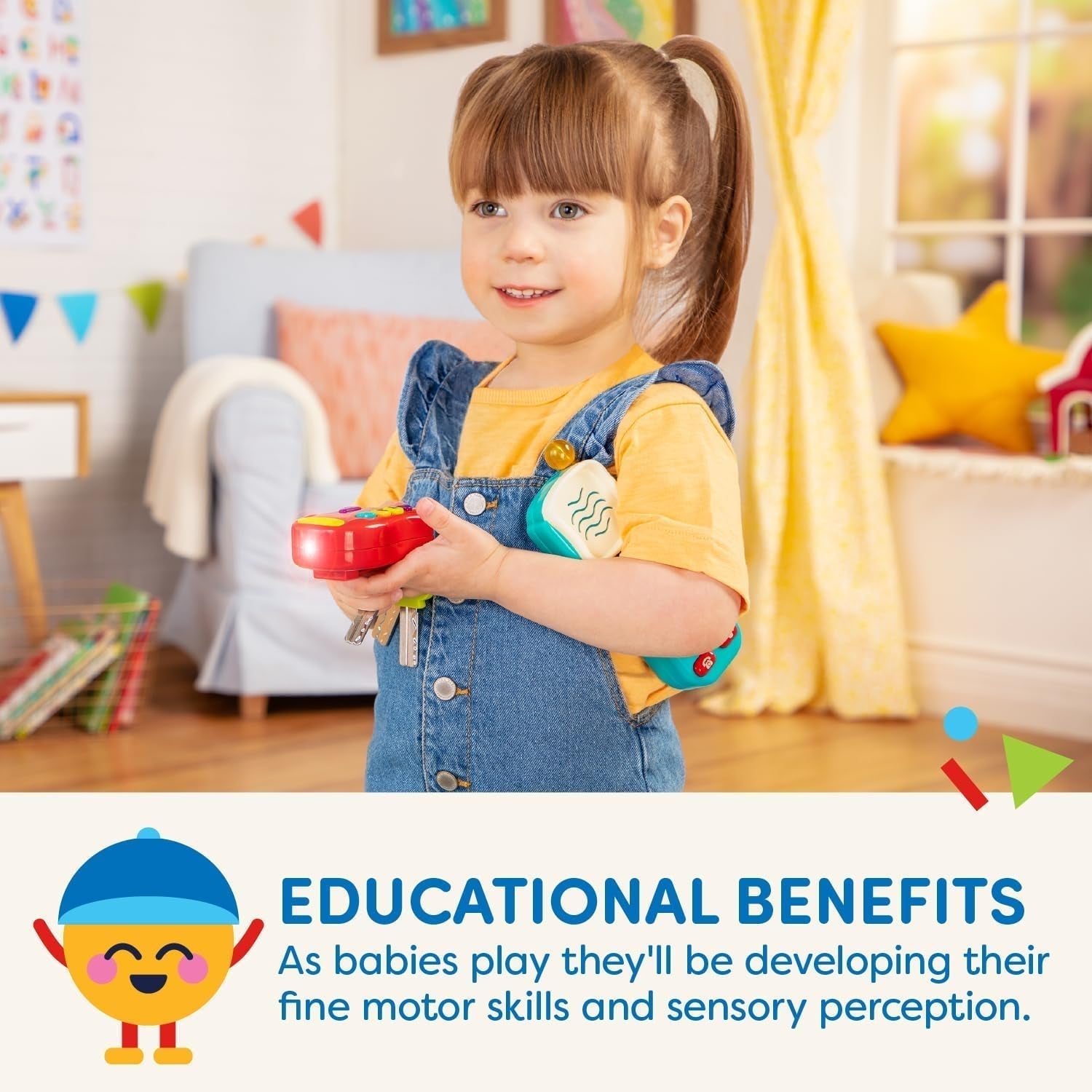 Battat toy key baby toy - Breloc colorat cu cheie de mașină cu lumină și sunete pentru copii de la 10 luni în sus Jucarii Bebe Naty Shop