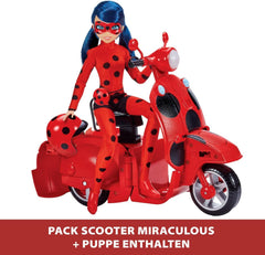 Bandai - Miraculous Ladybug - Scooter Miraculous Switch'n go + Gelenkpuppe Ladybug Lucky Charm 26 cm - P50668