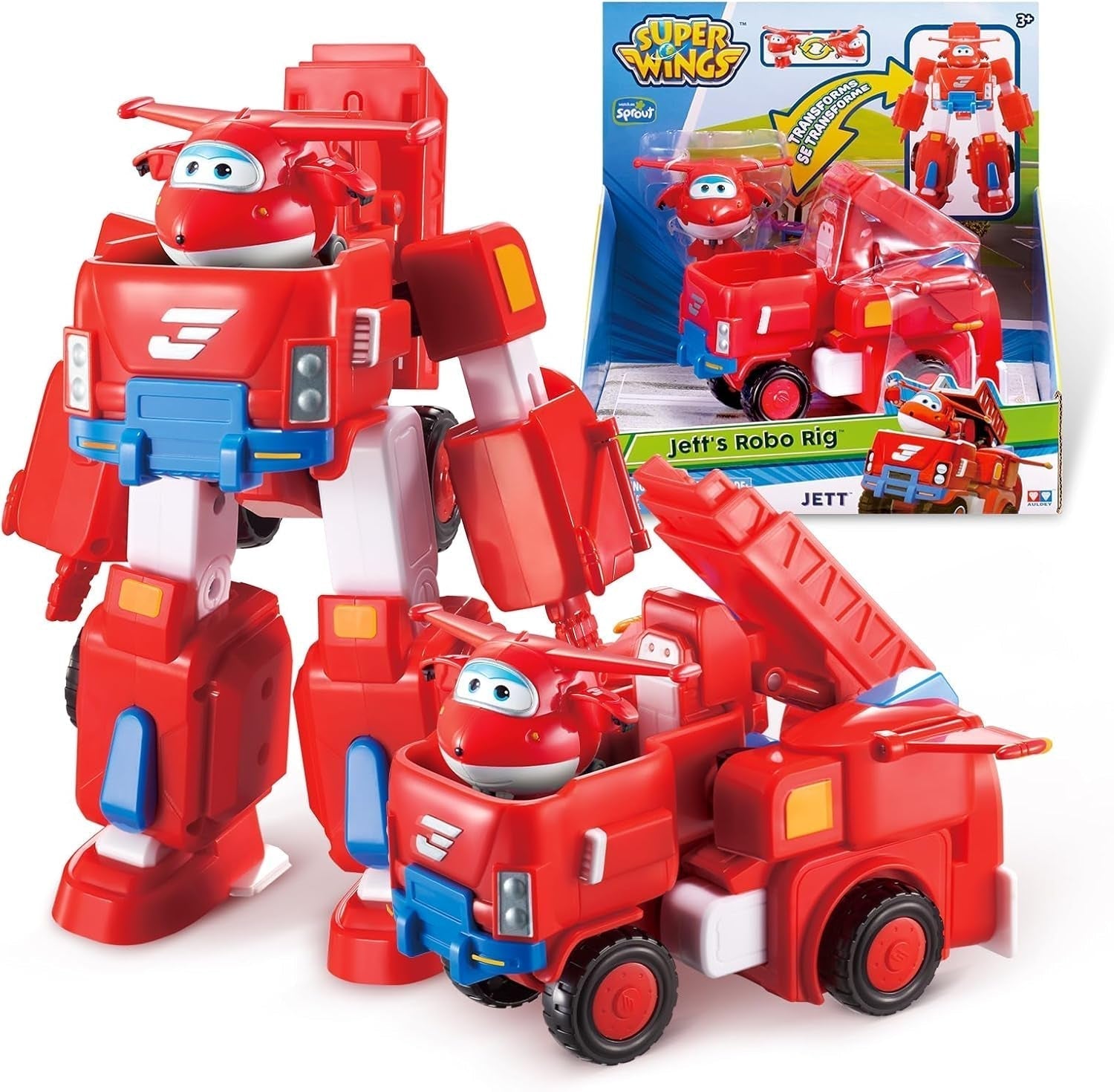 SUPER WINGS - VEICOLO ROBOT CONVERTIBILE "PAUL'S CRUISER" 18 Cm + 1 FIGURA 5 Cm - Macchinina e aereo Transform-A-Bots della serie animata - Giocattoli per bambini dai 3 anni Action figures Naty Shop Jett's Robo-Rig