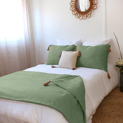 Trapunta con 4 pompon, juta, 90 X 190 Cm, argilla, 2007AGCHLJT090190, 90 X 190 Cm Trapunte e trapunte Naty Shop