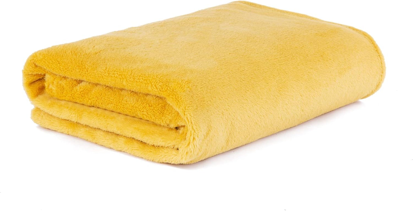 HOMLA Soffice e calda coperta in pile rosso - per divano e letto Comoda coperta Coperta per divano Coperta per soggiorno - di facile manutenzione 150 X 200 cm Letti e coperte rosa Besuche den HOMLA-Store Poliestere rosso senape 150X200 cm