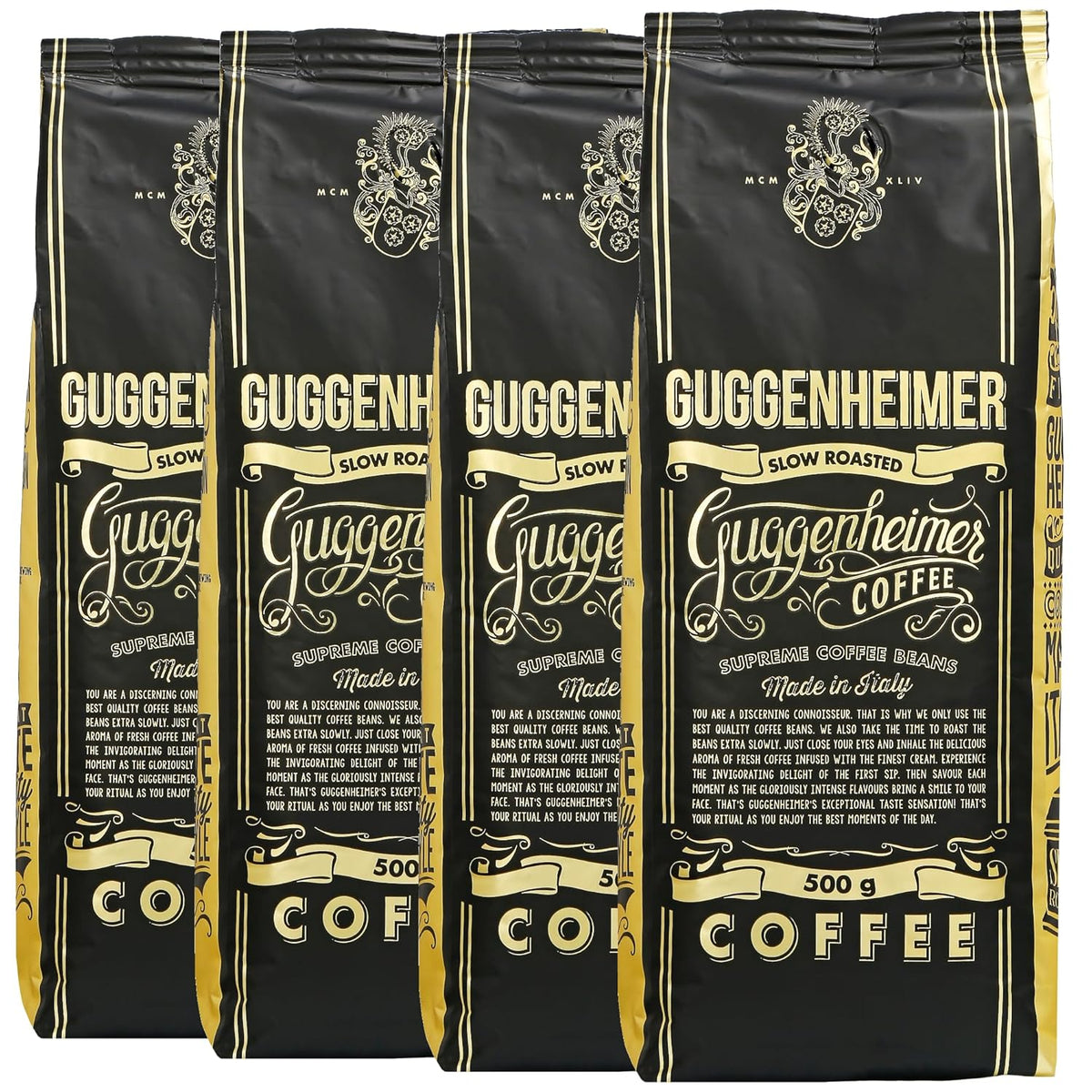 - Kaffeebohnen 2kg - Extra langsam geröstet - wenig Säure und Bitterstoffe - Barista-Qualität - Feinste Crema - Bester Espresso für Vollautomaten - 4 x 500 g