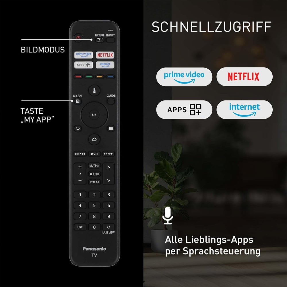 Televizor Panasonic Premium TV-50W85BEZ, seria W85B, 50 inch, televizor inteligent QLED 4K Ultra HD, 2025, 120 Hz, Fire TV, Dolby Vision și Atmos, mod Joc Extrem, Alexa, asistență Apple, Bluetooth, negru
