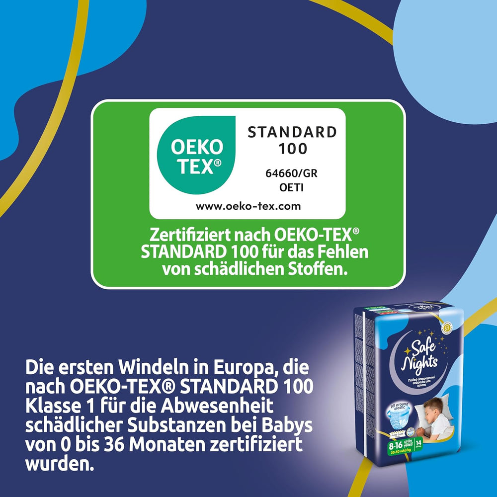 Safe Nights Boy, pantaloni da notte per bambini da 8 a 16 anni (30-50 kg), 84 pezzi