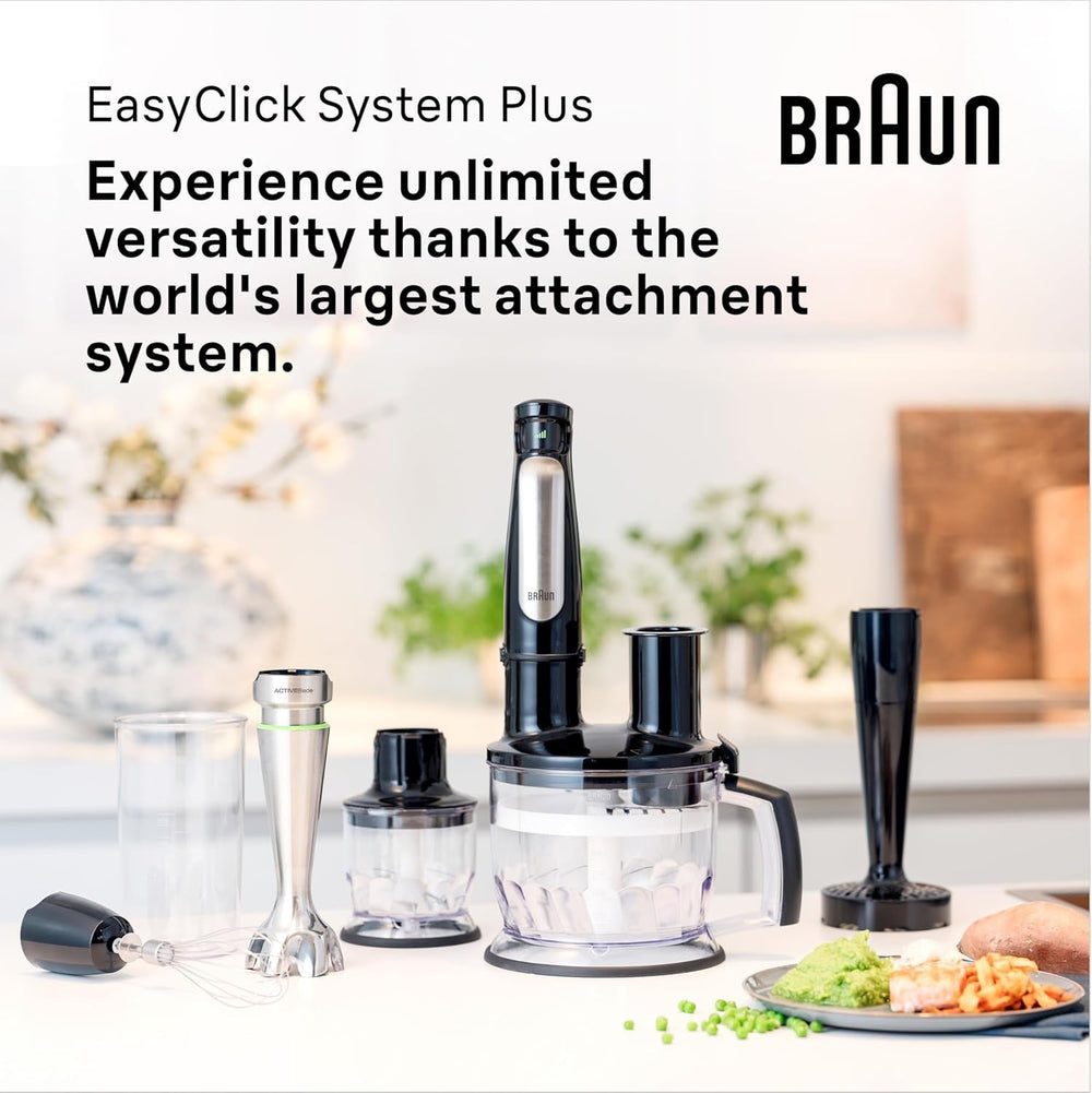Braun Household Hogar Multiquick 7 Mixer, Spritzschutz, Spülmaschinenfest, Bpa-Frei, 600 Ml, Zerkleinerer 500 Ml, Eisklinge, MQ 7035XBI, 1000 W, Schwarz, MQ7035XBI Cucina Naty Shop