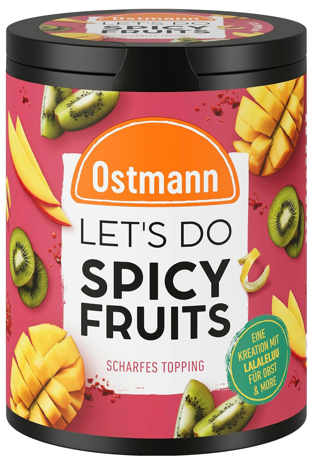 Ostmann Gewürze - Facciamo frutta piccante | Würzmischung für süßes Obst creato da Lalaleluu | scharfes Obst-Topping con peperoncino e peperoncino, leccati su mela o mango | 70 g in barra riciclabile Metalldose