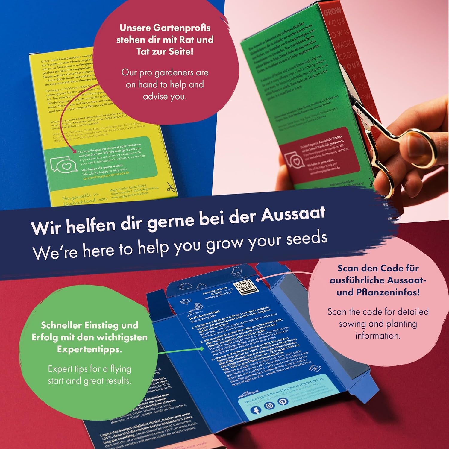 Fiori secchi - 10 varietà di fiori impollinati gratuiti - Eterni e belli - Set di semi per principianti, come piccolo regalo o per uso personale