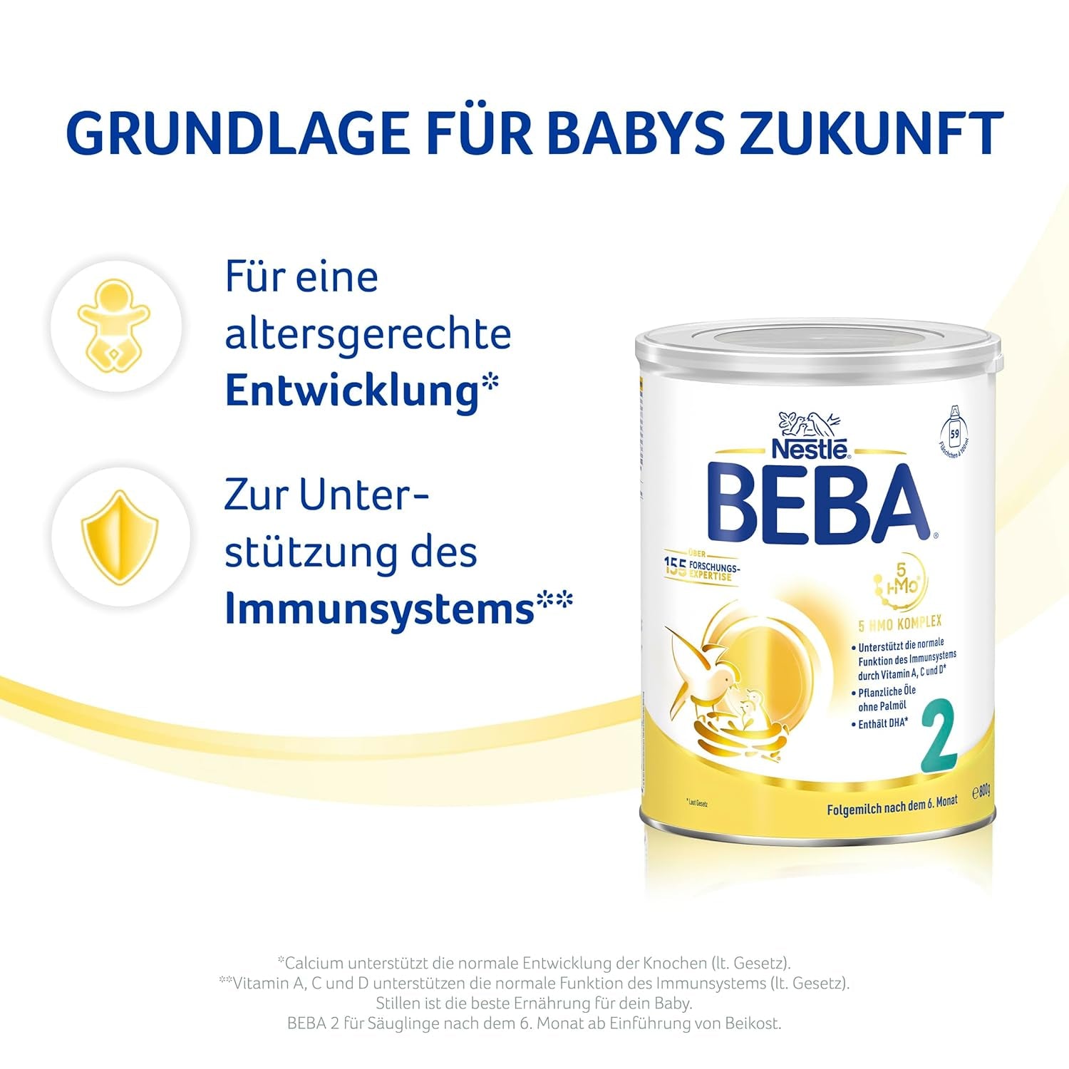 BEBA 2 - Latte di proseguimento dopo 6 mesi, con complesso 5 HMO, contenuto proteico adatto all'età, senza lattosio, senza olio di palma, senza olio di pesce, alimenti per l'infanzia, latte in polvere per bambini, confezione da 3 (3 x 800 g)