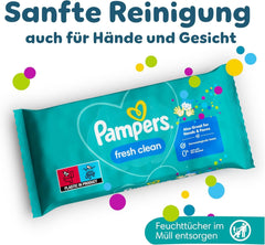 Pampers Fresh Clean Wet Wipes, 1872 salviette (36x52 pezzi), leggermente profumate, adatte anche per mani e viso