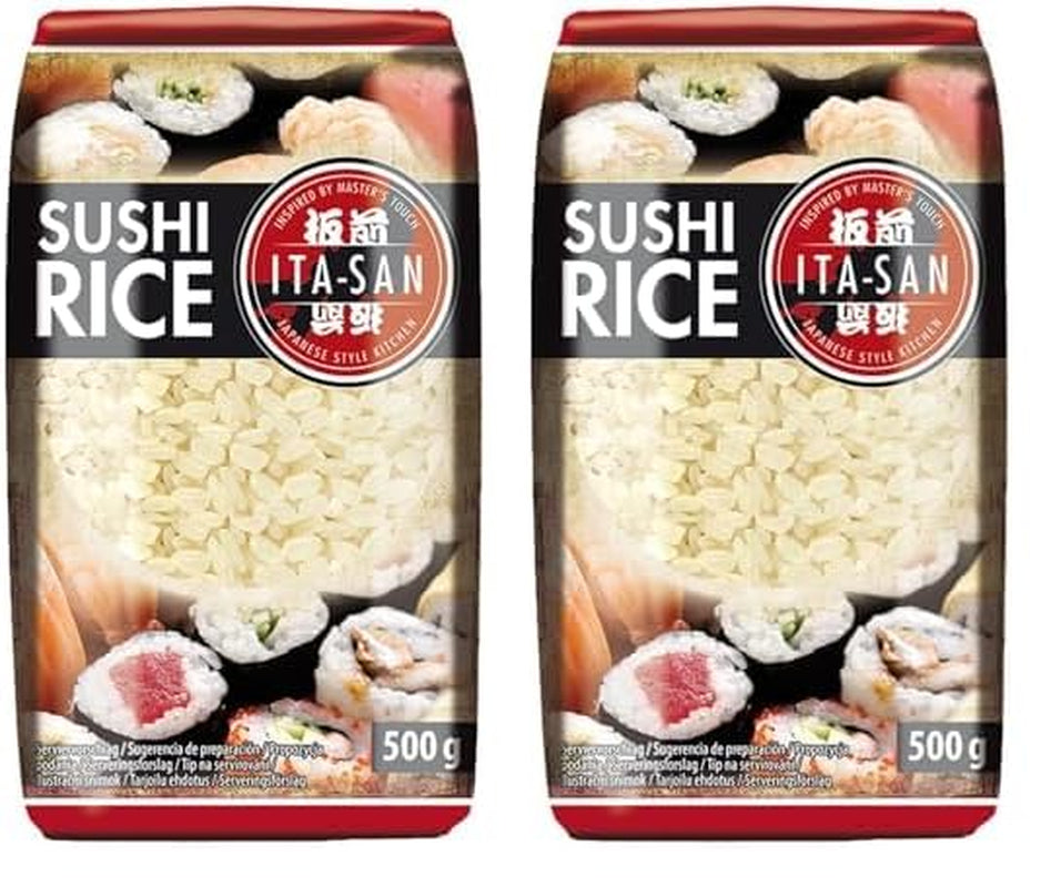 ITA-SAN Riso Sushi, Grana Tonda, Alta Qualità, Varietà Pura al 100%, Preparazione Facile e Veloce, Vegano, Halal, Senza Glutine (1 x 500g)