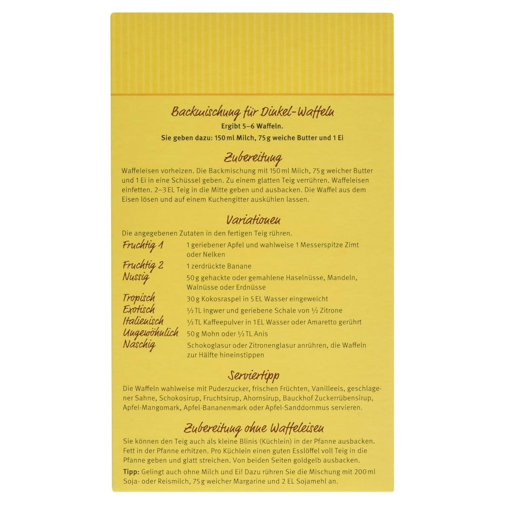 Demeter Bauck Hof Bio Dinkel Wafflen, 200 G Miscela per cuocere e cuocere Naty Shop