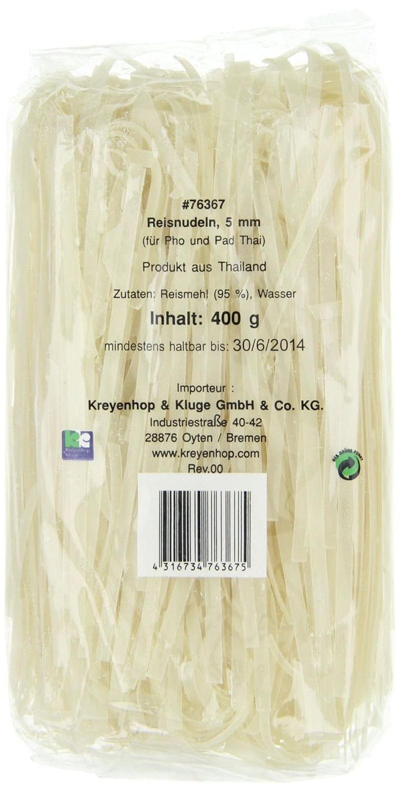 Spaghetti di riso - Tagliatelle tailandesi a nastro di riso larghe 5 mm, a base di farina di riso - 17 x 400 g