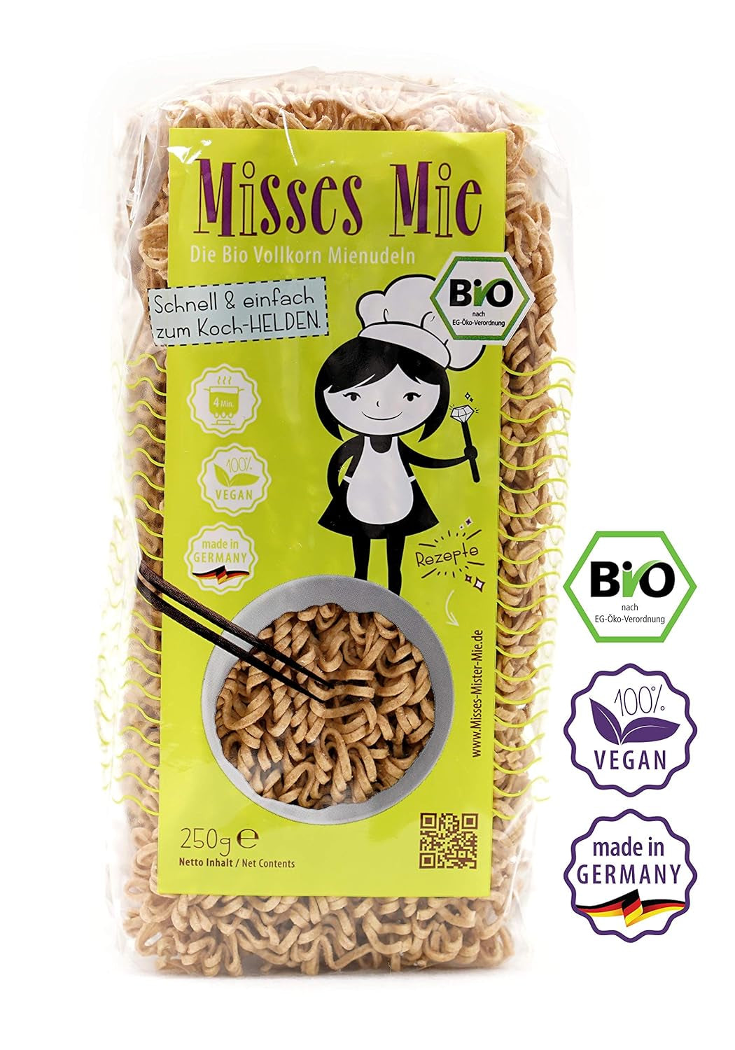 Misses Mie pasta integrale biologica, 250 g