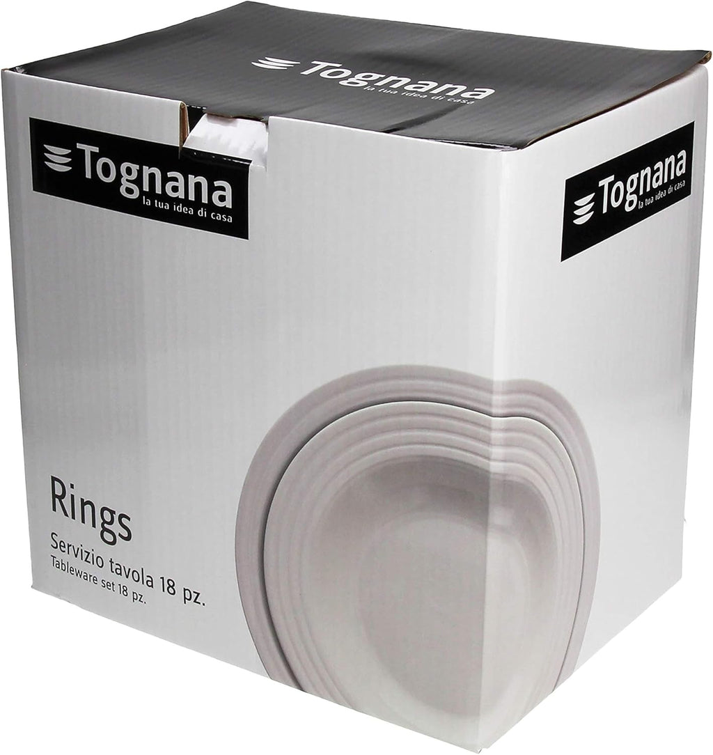 Rings Tellerservice Für 6 Personen, 18-Teilig, Porzellan, Weiß Seturi vesela masa Naty Shop