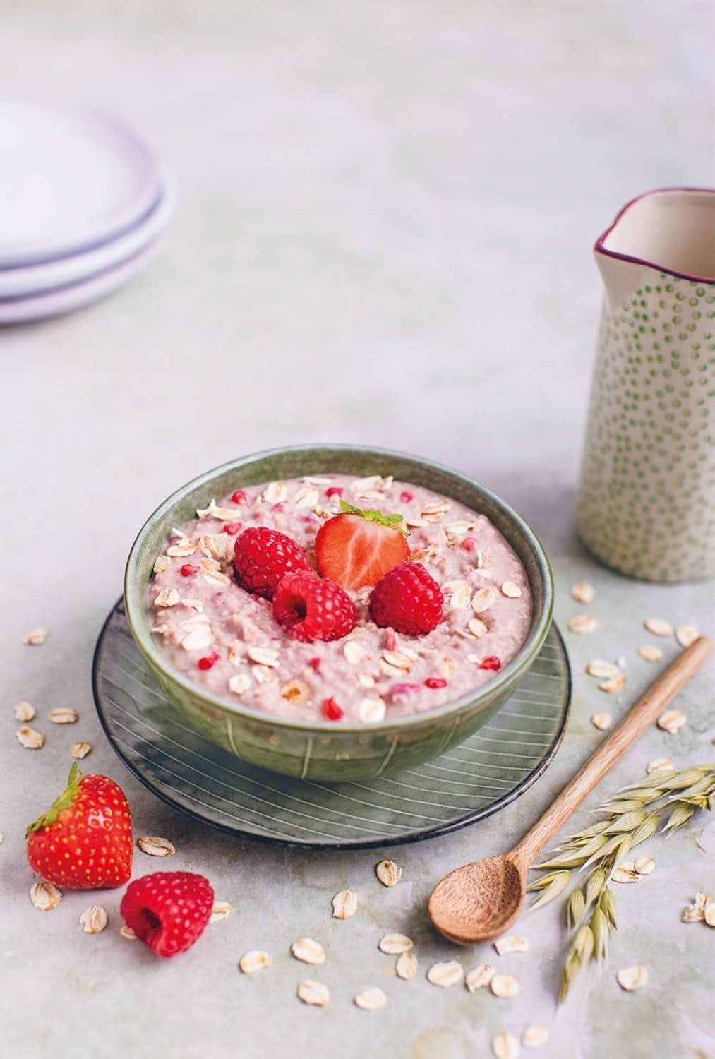RUF Porridge Vegano Avena Frutti Rossi, Porridge con Fragole e Lamponi, 60 grammi Cereali Naty Shop